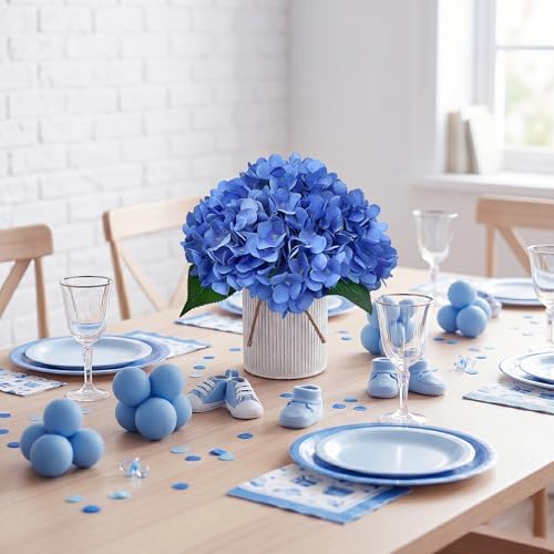 Set of 6 Artificial Flower Table Centerpieces (Blue, 6 X Flower Table Centerpieces) - Image 5