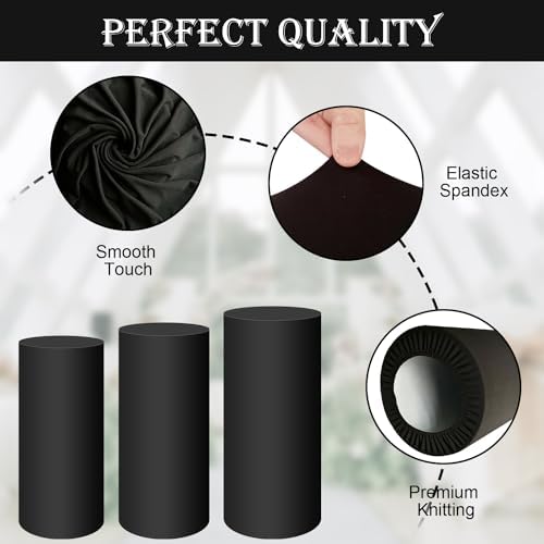 SaitiMade Set of 3 - Black Cylinder Pedestal Stand Covers - Image 3