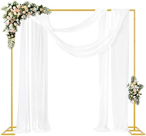 Fomcet 8x8FT Backdrop Stand Heavy Duty Gold Adjustable Pipe and Drape Stand by Fomcet