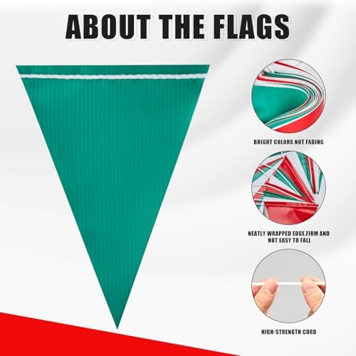 Safety Warning Pennant Banner Flags(GREEN+WHITE+RED,45PCS,105FT) - Image 6