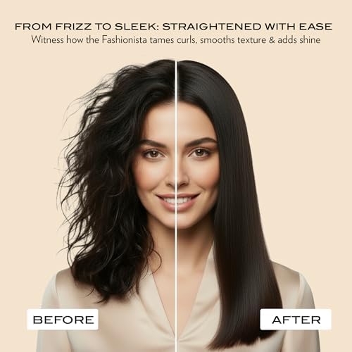 NuMe Fashionista Flat Iron - 1” Tourmaline Hair Straightener - Tourmaline Ceramic Plates - Professional Salon Hair Straightening Styling Flat Iron - Programmable Auto Shut Off - Blush - Image 5