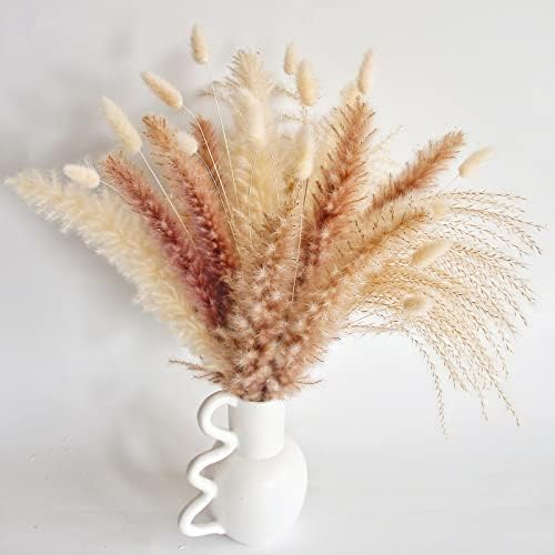 Natural Dried Pampas Grass Decor - 110 Pcs, Contains White Bunny Tails, Artificial Flowers for Bathroom, Office and Baby Shower Decor - Image 5