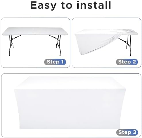 Rectangle Spandex Fitted Tablecloths For Vendor 4 Pcs 72X30 Inch White - Image 4