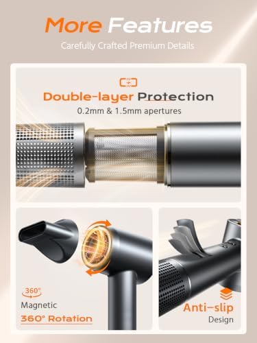 Hair Dryer, 160000 RPM High-Speed Professional Blow Dryer for Fast Drying, 500M Negative Ionic Care Hair Dryer for, Low Noise Thermo-Control Travel Hairdryer with Diffuser & Nozzle,Luxury Packaging - Image 7