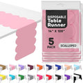 Light Pink Scallop Table Runner, Disposable Plastic, 5 Pack, 14x108in by Swanoo