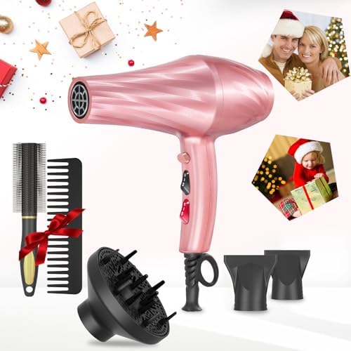 Ionic Hair Dryer,2400W Negative Ion Low Noise Hair Dryer Professional Fast Drying Hair Dryers with 2 Speeds, 3 Heat Settings, Cooling Button,with Diffuser for Curly and Straight Hair（Sakura Pink） - Image 7