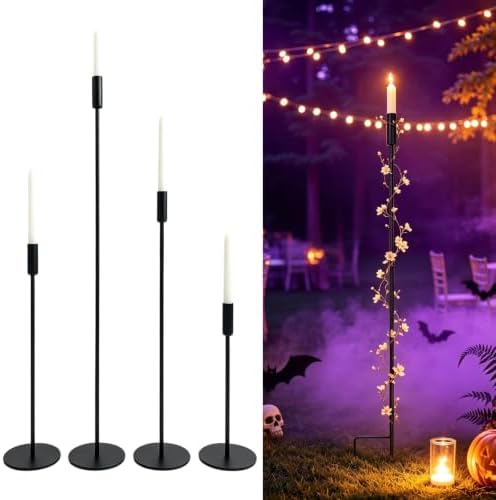 4PCS Adjustable Black Metal Candle Holders for Tables & Floor by VINCIGANT