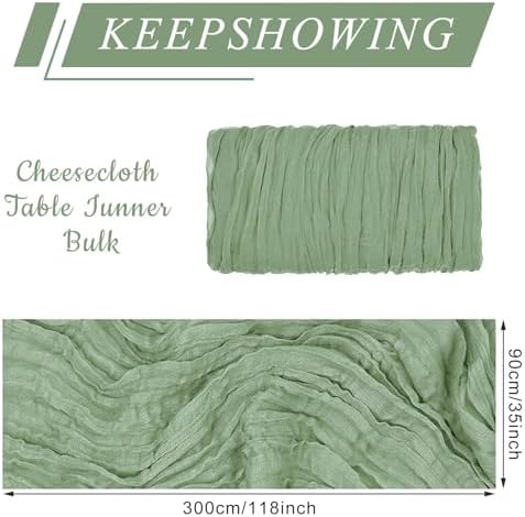 12 Pack Cheesecloth Table Runner, Runner Gauze Boho Wedding Decor Romantic Table Runner for Wedding Birthday Party(35" x 118") (Sage Green) - Image 2