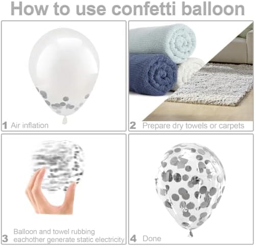 Bezente Silver Confetti Latex Round Helium Party Balloons 60 Pack 12 inch - Image 7