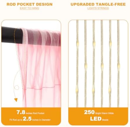 Pink Blue Tulle Backdrop with Fairy Lights for Parites Wrinkle-Free Sheer Curtain Drapes Photo Back Drop for Wedding Baby Shower Bridal Shower Birthday Dance Home Décor- 10ft×8ft, Pink Blue - Image 6