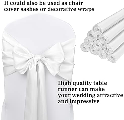 10-Pack White 12 x 108 inches Long Premium Satin Table Runner - Image 3