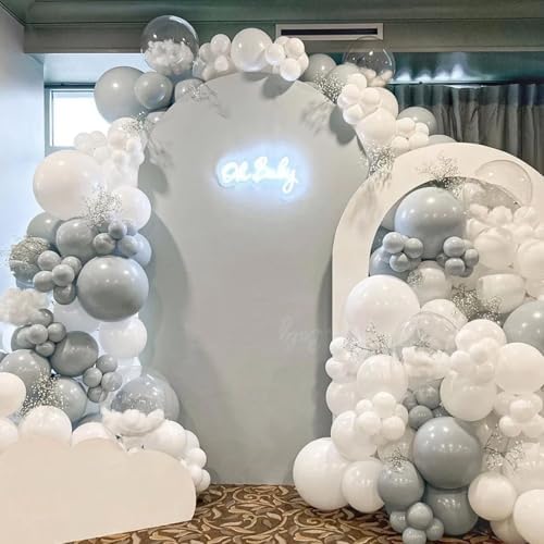 Voircoloria 105pcs Light Gray Party Latex Balloons, 12inch - Image 5