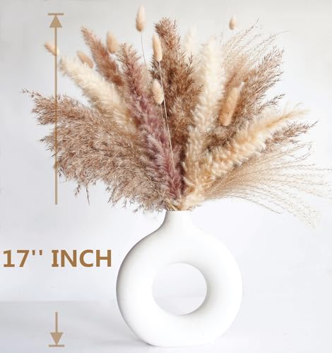 Dried Pampas Grass Decor, 128PCS Pampas Grass with Bunny Tails Dried Flowers, Reed Grass Bouquet for Wedding, Boho Flowers, Home Table Decor, Rustic Farmhouse Party - Image 5