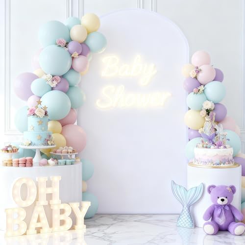 6.6 ft Arch Backdrop Cover White - Double-Sided Spandex Arch Covers Stretchy Backdrop for Balloon Arches Birthday Party Baby Shower Banquet Wedding Photo Background - Image 7