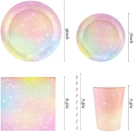 Recheel Pastel Plates and Napkins Set, Pastel Paper Plates Party Supplies - Image 2