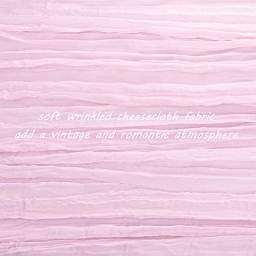 35x72 Inch Pink Cheesecloth Table Runner Boho Wedding Birthday Party Decor - Image 3