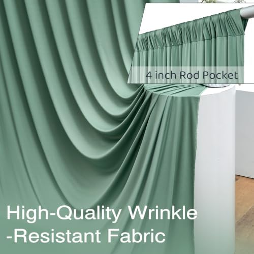 30ftx10ft Wrinkle Free Sage Green Backdrop Curtains for Parties, 6 Panels 5x10ft Silky Polyester Photo Backdrop Drapes Back Drop Cloth Drapery for Wedding Birthday Photography Background - Image 2