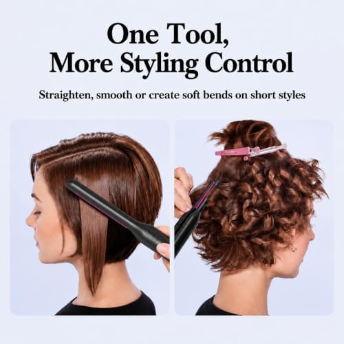 Small Flat Irons for Short Hair, 3/10" Pencil Flat Iron with Adjustable Temp Mini Hair Straightener for Edges Pixie Cut and Bangs, Tiny Hair Straightener with Floating Plates, Auto Shut Off - Image 4