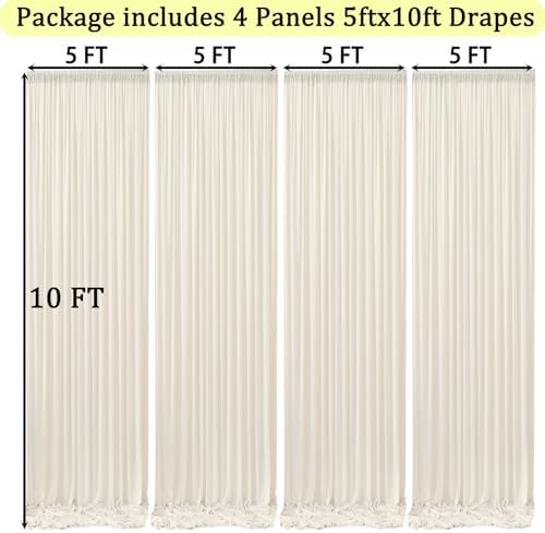 20ft x 10ft Wrinkle Free Ivory Backdrop Curtains for Parties, 4 Panels 5x10ft Photo Backdrop Drapes for Wedding Party Birthday Photography Baby Shower Background Backdrop Home Decor - Image 6