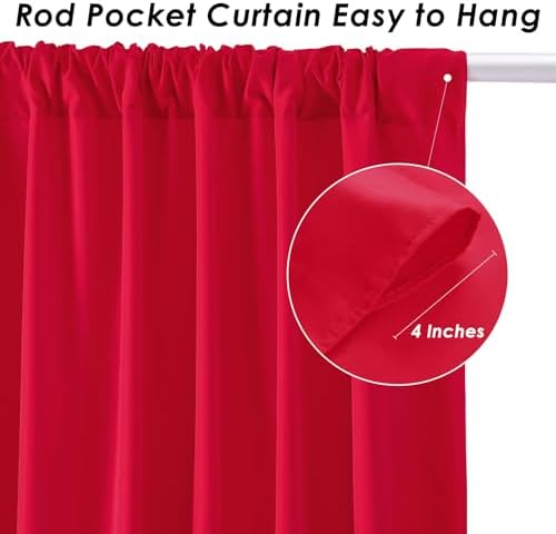 Red Backdrop Curtains 20ftx8ft Christmas Polyester Photo Drapes - Image 3