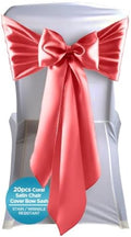 Leading Linens 20 pcs Coral 108"x8" Satin Bow Sash Chair Cover Decoration by LeadingLinens