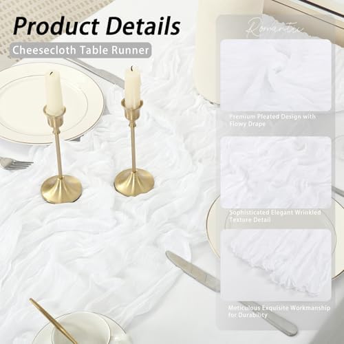 8 Pack White Cheesecloth Table Runner 17x108 inch Boho Gauze Cheese Cloth Table Runners for Wedding Party Baby Bridal Shower Home Decor - Image 5