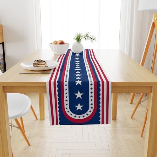 OHOME 4th of July Decorations - Patriotic USA Stars Table Runner for Home | Memorial Day Decorations - Fourth of July Accessories Decor Party Supplies Indoor Outdoor - 250 Anniversary USA Merchandise - Image 4