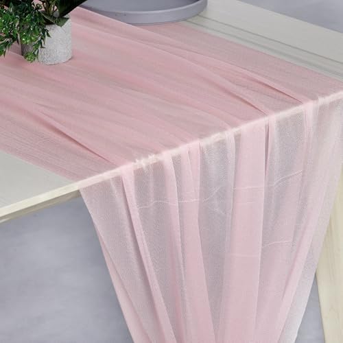 Pack of 25 Chiffon Table Runners 29 x 120 Inch, 14FT Long - Blush Pink - Image 2