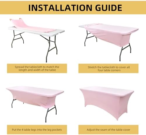 2-Pack 8ft Spandex Table Covers for Rectangle Folding Tables - Washable Elastic Tablecloth - Ultimate Fitted Table Protector for Birthday Parties, Trade Shows, Banquet - Image 5