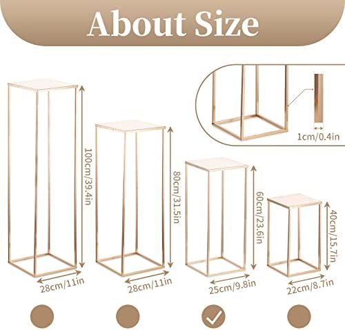 Sziqiqi Gold Centerpieces Geometric Column Flower Stand with Plate, 10Pcs - Image 5