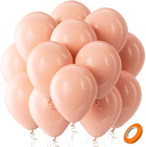 Bezente Pastel Orange Latex Round Helium Party Balloons 100 Pack 12 inch by Bezente