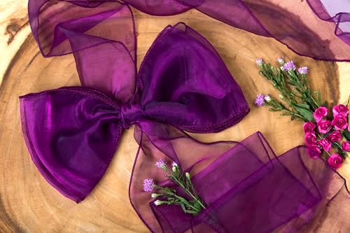 Pack of 200 Organza Chair Sashes for Wedding & Event Décor – Dark Purple - Image 5