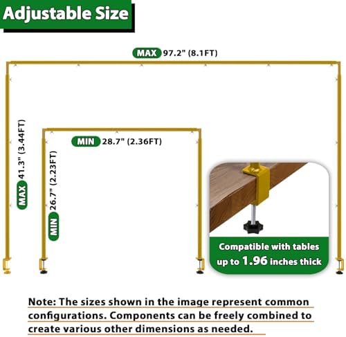 Over The Table Rod Stand with Clamps, Adjustable Metal Table Arch Stand - Image 4