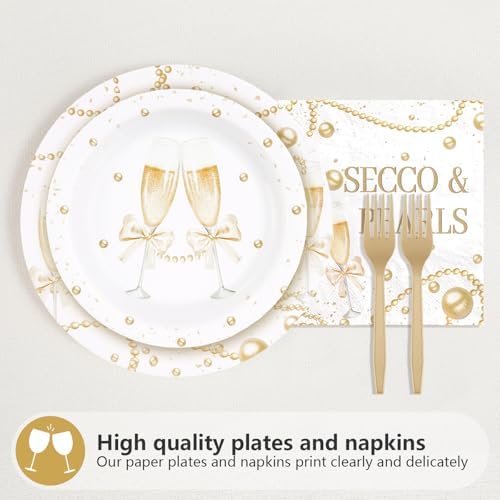 Grencian 96 Pcs Pearls and Prosecco Bridal Shower Decorations, Serves 24 - Image 2