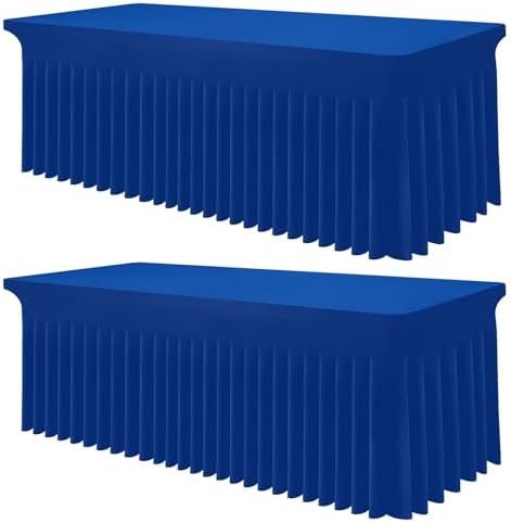 Smiry 2 Pack Spandex Elastic Fitted Table Cloth Skirt for 8FT Table by Smiry