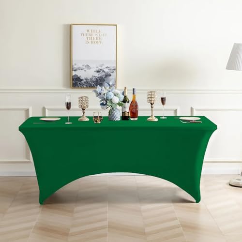 Eurmax USA 2-Pack Rectangular Fitted Spandex Table Covers 4ft Tablecloth Wedding Event Patio Table Decorations Stretch Table Cover for 4ft Folding Table (Emerald Green) - Image 6