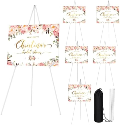 JEAWIWI 6 Pcs Lightweight Easel Stand, 66 Inch, White, with Portable Bags by JEAWIWI