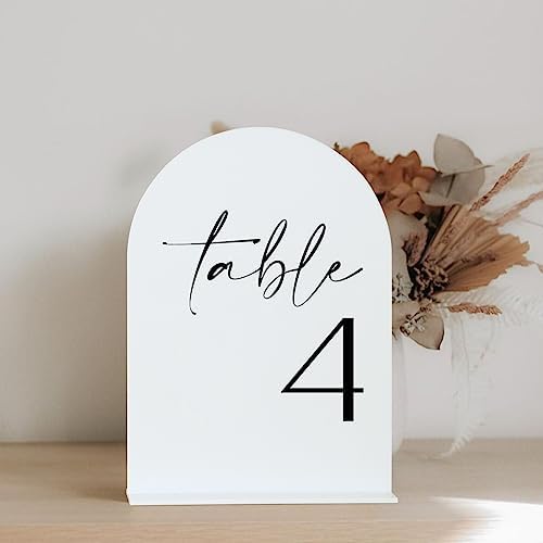 HOODO White Arch Wedding Table Numbers 1-20 with Stands, 5"x7" Arched Acrylic Signs and Holders, White Arch Table Numbers for Wedding Reception, Centerpiece, Party, Anniversary, Event - Image 7
