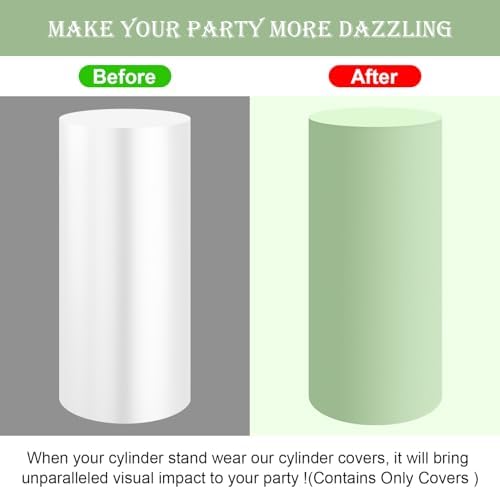 SaitiMade Set of 3 - Sage Green Cylinder Pedestal Stand Covers - Image 4