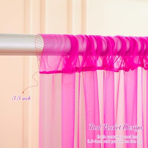 20ft X 10ft Hot Pink Tulle Backdrop Curtain for Parites, Sheer Backdrop Curtains Fabric Drapes for Wedding Ceremony Arch Party Stage Decorations - Image 5
