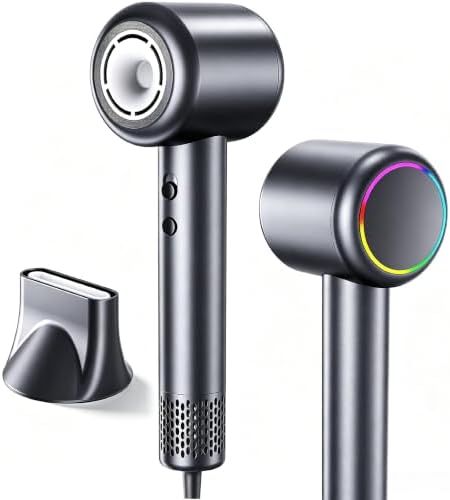 High Speed Hair Dryer, 160000 RPM Brushless Metal Motor with 500M Negative Ions, 1500W Professional Low Noise Blow Dryer with 2 Speed 4 Heat, NTC Thermostat, Compact Travel Hairdryer for Home Salon by Unknown