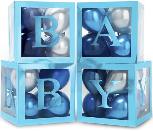 44-Pc Baby Shower Boxes & Balloons, Gender Reveal - Royal Navy Blue by Vellax