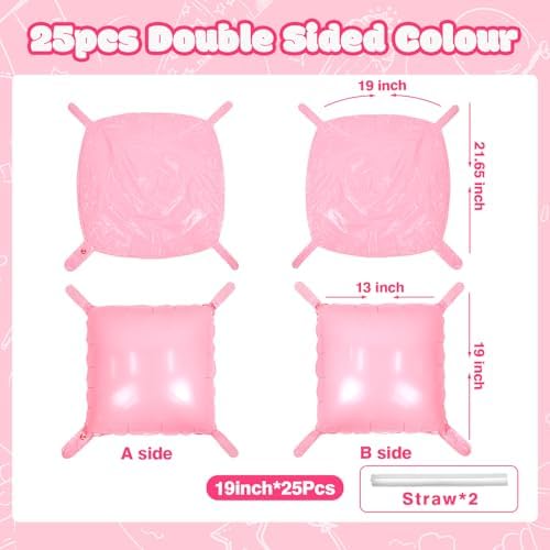 NISOCY 25PCS Pearl Light Pink Square Foil Balloons Wall Backdrop - Image 2