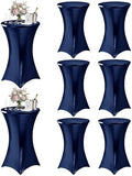 KeyWave Spandex Cocktail Table Covers, 32x43 Inch, Shiny Navy, 8 Pack by Keywave