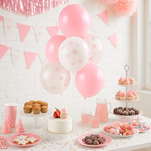 6pcs Pink Bow Balloon Stands Kit Table Centerpiece Table Decorations for Sorority Anniversary Birthday Wedding Graduation Party Decorations (Pink Bow) - Image 3