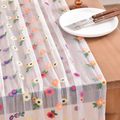 Flower Table Runner Floral Daisy Fall Wedding Birthday Party Home Decor - Image 3