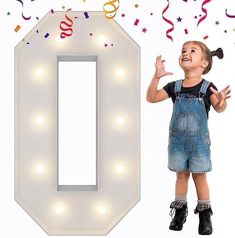 3FT Marquee Numbers, Large Light Up Numbers 0 for 2027 New Years Decor by MerryMosaics