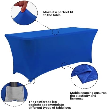 IVAPUPU 6FT Table Cloth for Rectangular Spandex Royal Blue Table Cover - Image 2