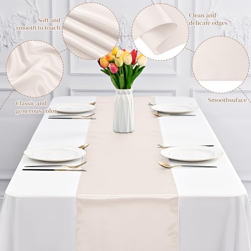 12 Pack Ivory Satin Table Runner 12 x 108 Inch Long Premium Table Runners for Wedding Party Events Decoration, Birthday Parties, Banquets Decorations, Graduations, Engagements - Image 4