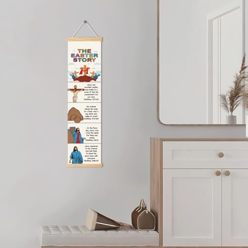 The Easter Story Poster, Sunday School Decor, Christian Banner for Kids Learning, Christian Home Decors, Church Activity Supplies, Family Hanging of Scripture and Words Decorations 06 - Image 5